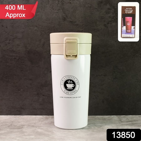 400ML Stainless Steel Coffee Flask | Vacuum Insulated Travel Mug with Flip-Lock Lid