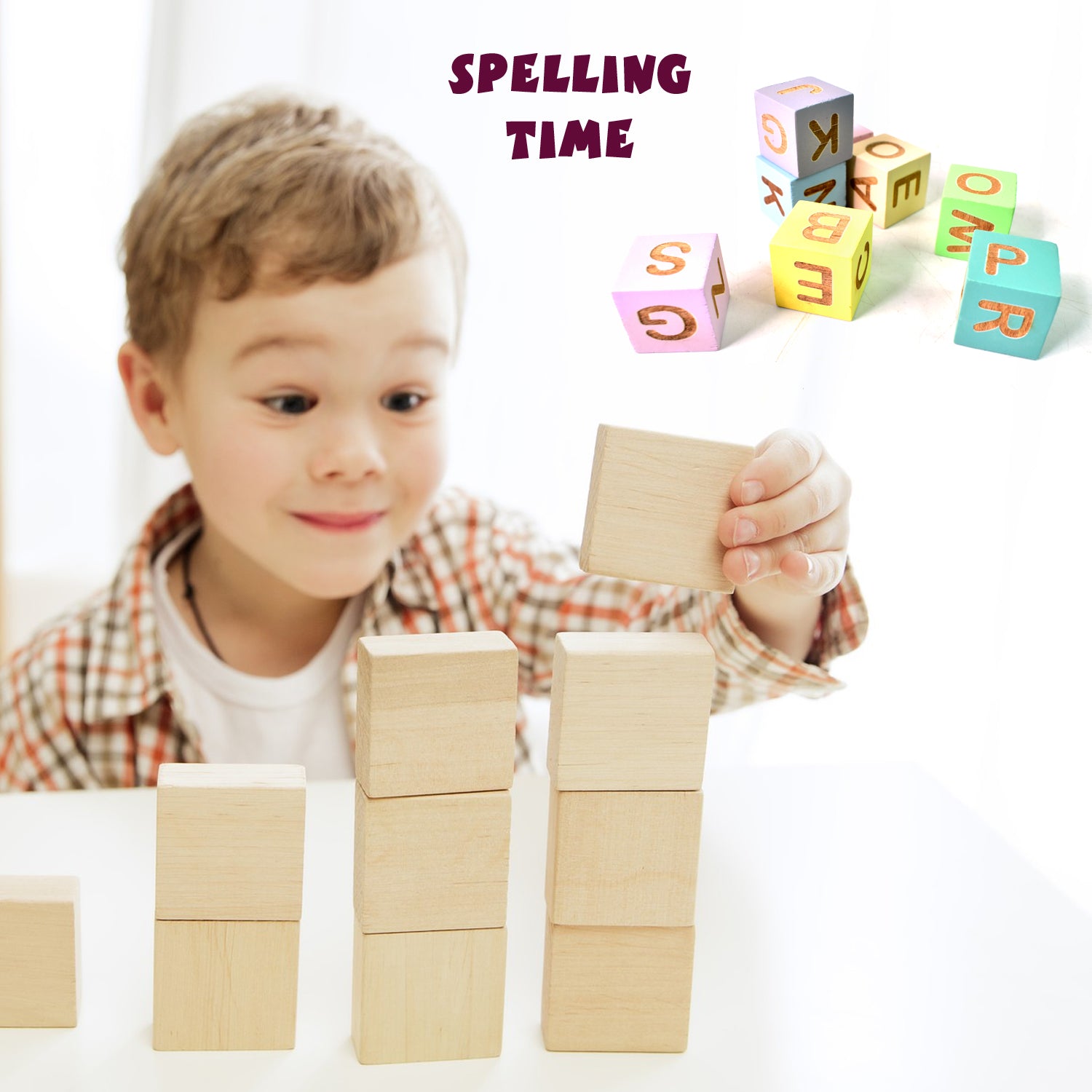 Alphabet Puzzle Spelling Reading Words (26 Flash Cards 8 Woodenblock) Default Title - Anthro Bazaar