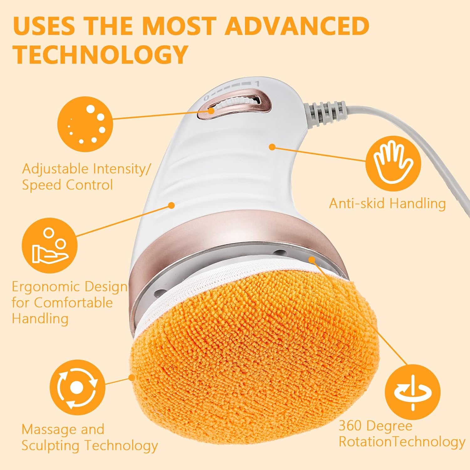 7293 Body Massager Shaping Machine Body Sculpting Massager With 3 Washable Pads Adjustable Speeds Electric Handheld Massager For Belly Waist Legs Arms Butt (1 Pc) Default Title - Anthro Bazaar