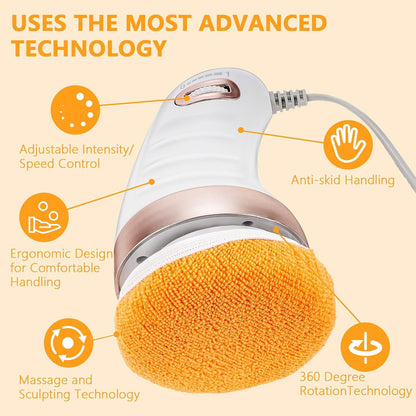 7293 Body Massager Shaping Machine Body Sculpting Massager With 3 Washable Pads Adjustable Speeds Electric Handheld Massager For Belly Waist Legs Arms Butt (1 Pc) Default Title - Anthro Bazaar