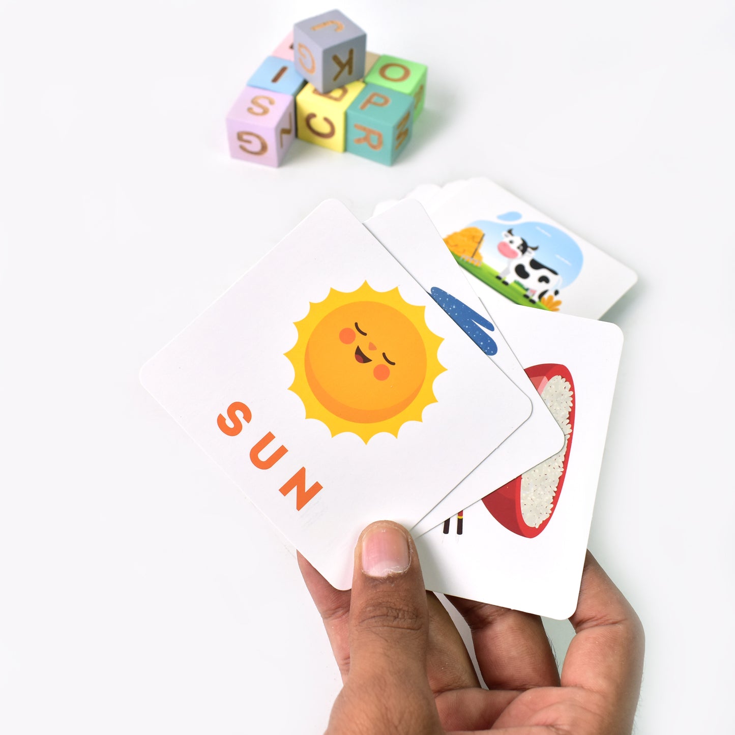 Alphabet Puzzle Spelling Reading Words (26 Flash Cards 8 Woodenblock) Default Title - Anthro Bazaar