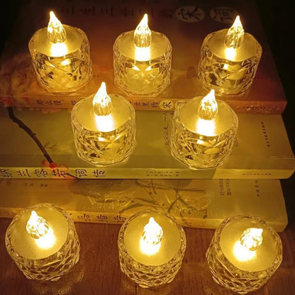 24 Pcs Flameless And Smokeless Decorative Acrylic Candles Transparent Led Tea Light Candle For Gifting House Diwali Christmas Festival Events Decor Candles Default Title - Anthro Bazaar