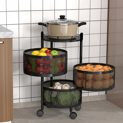 3 Layer Round Metal Kitchen Trolley – Strong, Stylish & Space-Saving