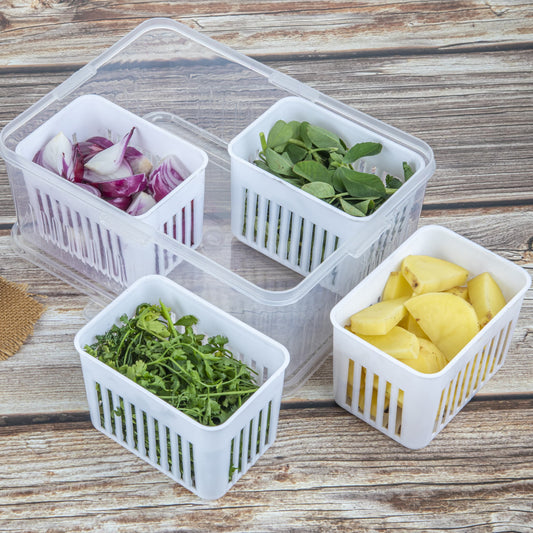 Fridge Storage Boxes Freezer Storage Containers Container For Kitchen Storage Set Storage In Kitchen Vegetable Storage Draining Crisper Refrigerator Food Box (1 Pc) Default Title - Anthro Bazaar