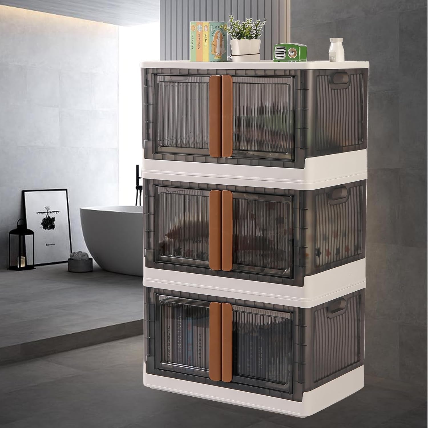 Plastic Folding Wardrobe Storage Organizer (3 Layer 1 Pc) Default Title - Anthro Bazaar