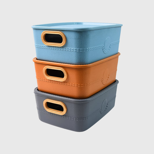 3-piece Plastic Multipurpose Storage Basket Bin Set With Handle (3 Pcs Set) Default Title - Anthro Bazaar