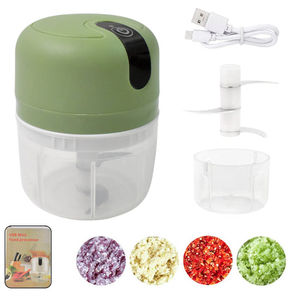 Portable 250ML Food Processor for Garlic, Ginger, Onion, Meat &amp; Vegetables (3-Blade Stainless Steel)