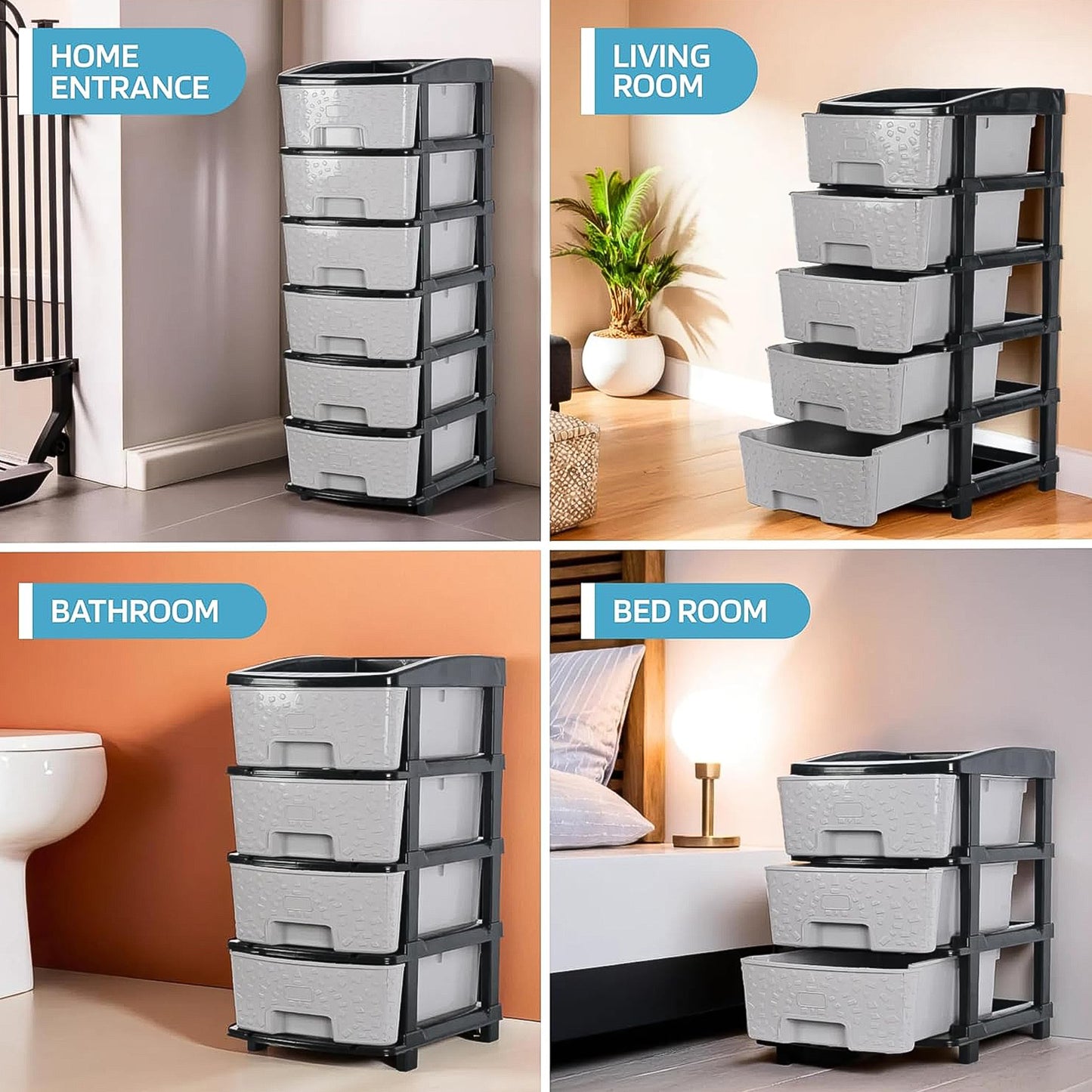 6-Layer Heavy-Duty Plastic Drawer Organizer Cabinet