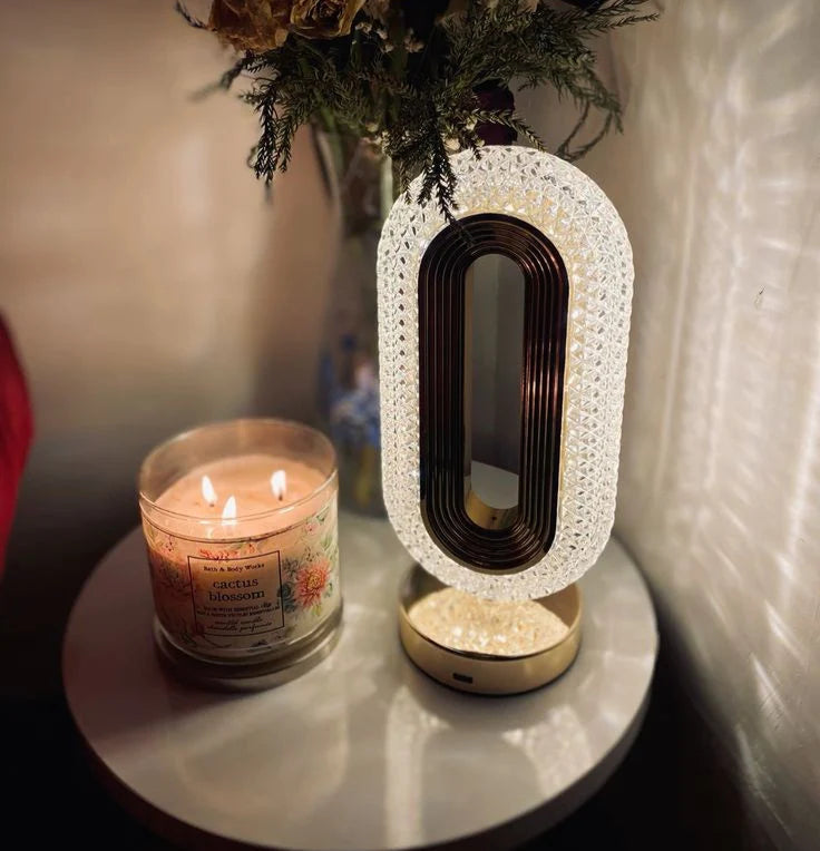 LumiGlow™ Touch Crystal Table Lamp | 3-Way Dimmable USB Rechargeable Diamond Light