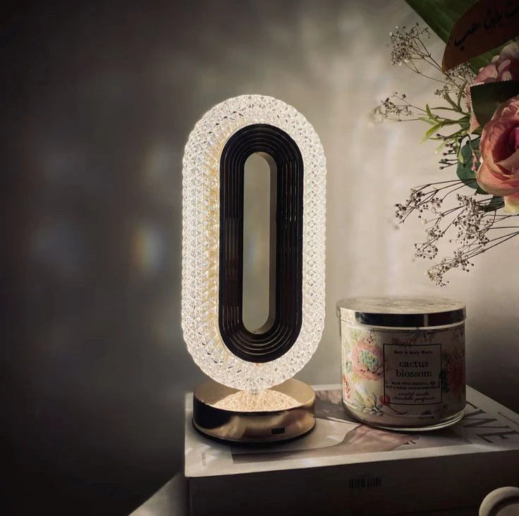 LumiGlow™ Touch Crystal Table Lamp | 3-Way Dimmable USB Rechargeable Diamond Light