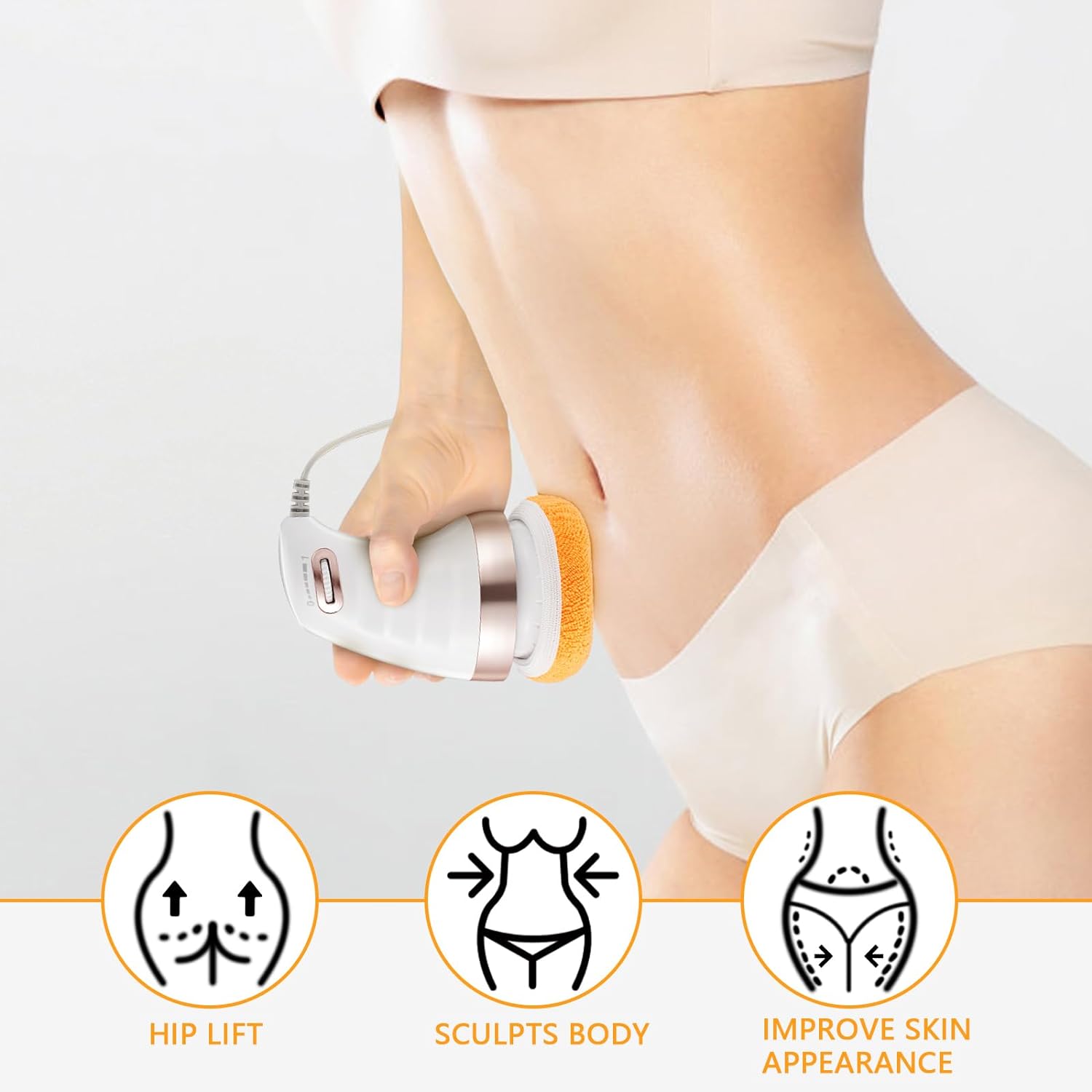 7293 Body Massager Shaping Machine Body Sculpting Massager With 3 Washable Pads Adjustable Speeds Electric Handheld Massager For Belly Waist Legs Arms Butt (1 Pc) Default Title - Anthro Bazaar