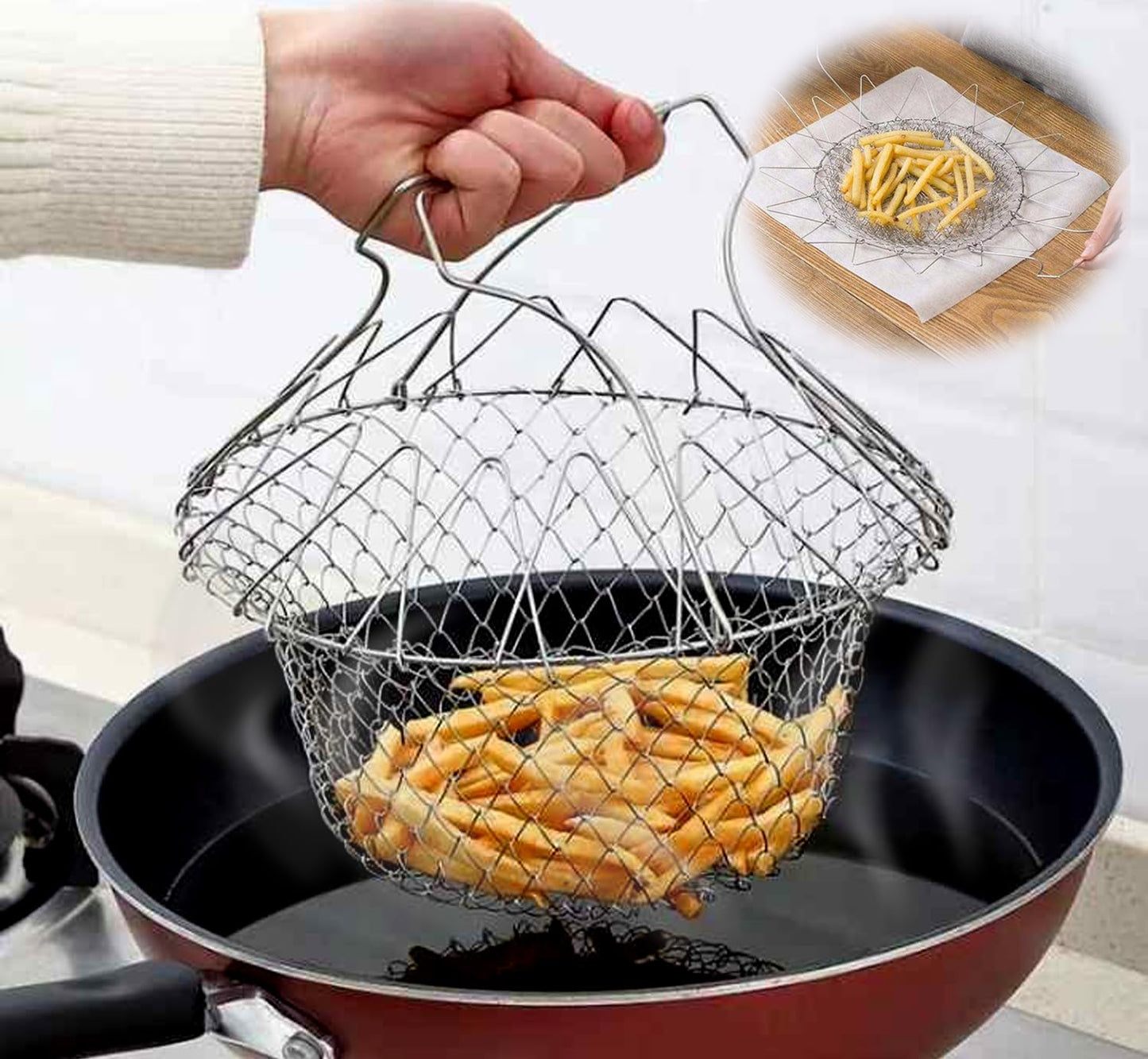 Stainless Steel Foldable Strainer - Chef Basket