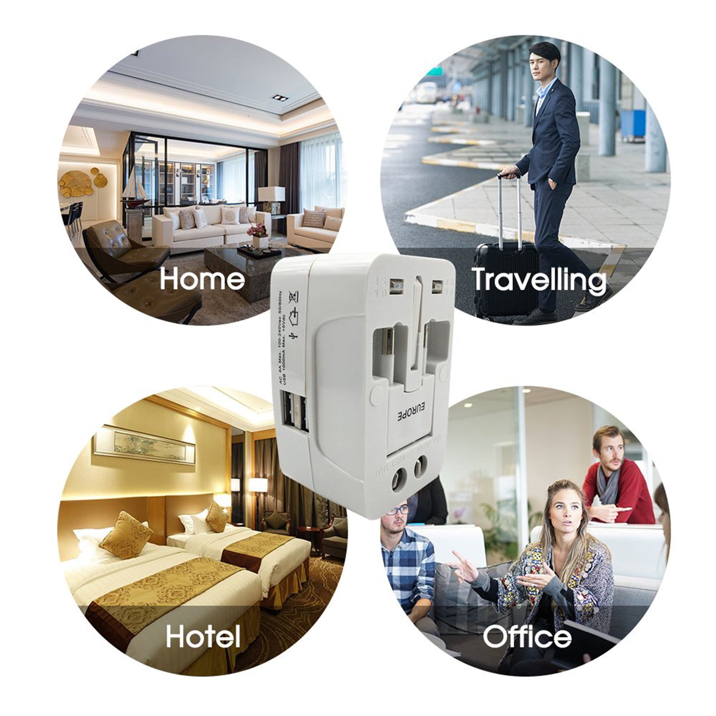 Universal Travel Adapter With Dual Usb Chargeing Ports