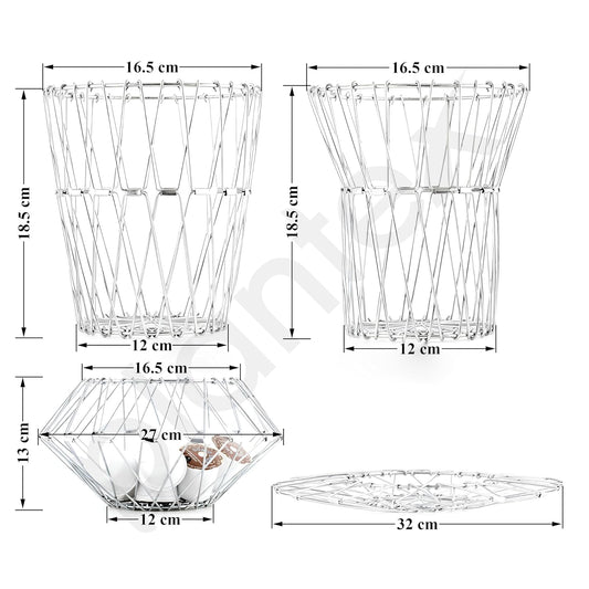 Stainless Steel Wire Bowl Foldable Basket