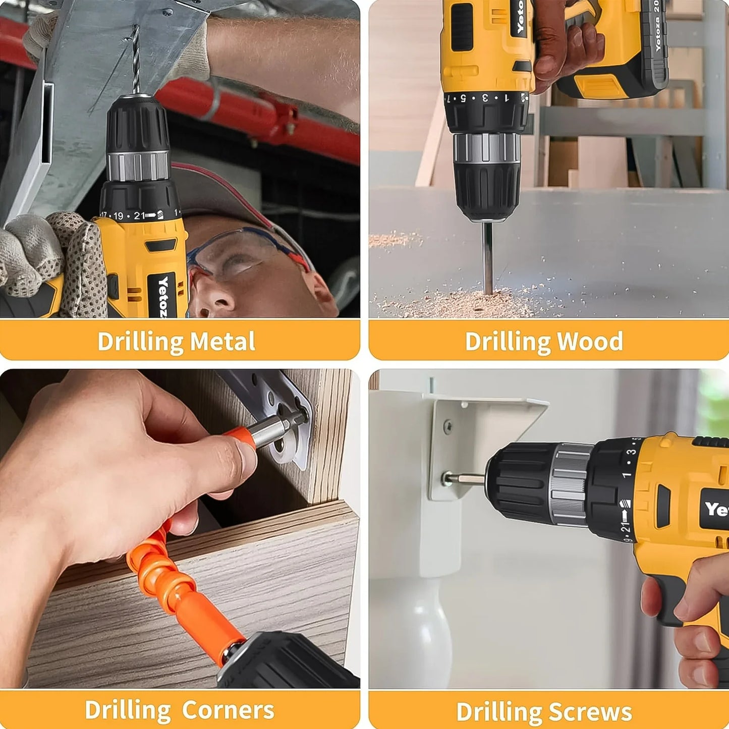 Cordless Drill Set (29 attachments + 2 Piece - 21 V Lithium Battery)