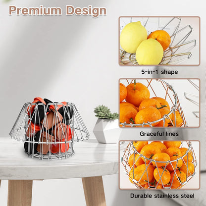 Stainless Steel Wire Bowl Foldable Basket