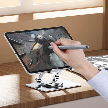 Adjustable Aluminum Alloy Tablet Stand - Portable 360 Rotating Ergonomic Support