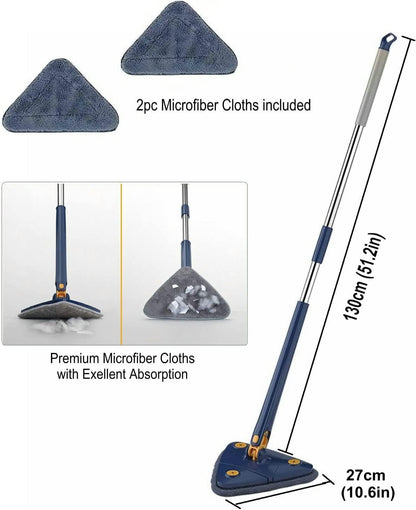 360° Rotatable Triangle Cleaning Mop | Adjustable Stainless Steel Handle