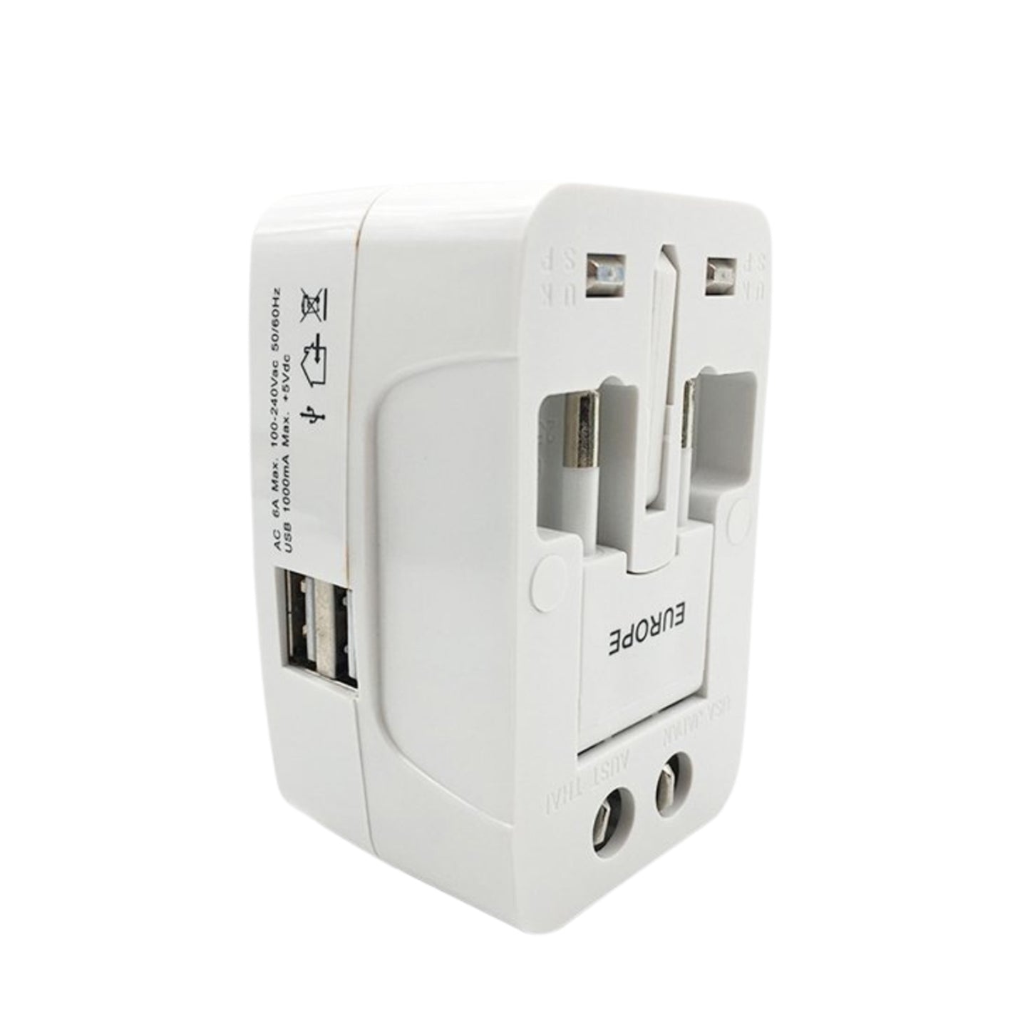 Universal Travel Adapter With Dual Usb Chargeing Ports