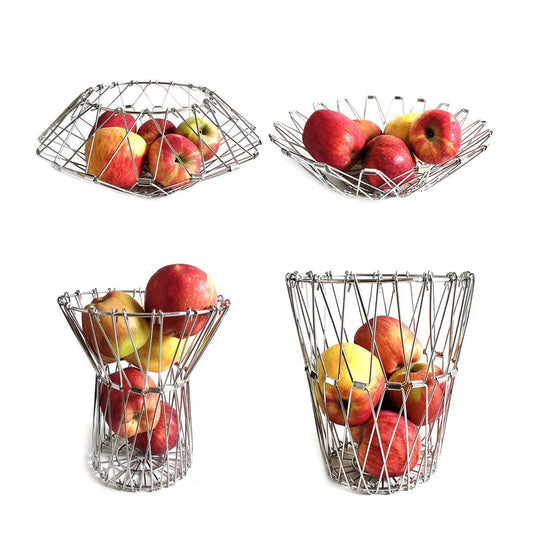 Stainless Steel Wire Bowl Foldable Basket