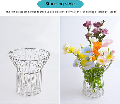 Stainless Steel Wire Bowl Foldable Basket