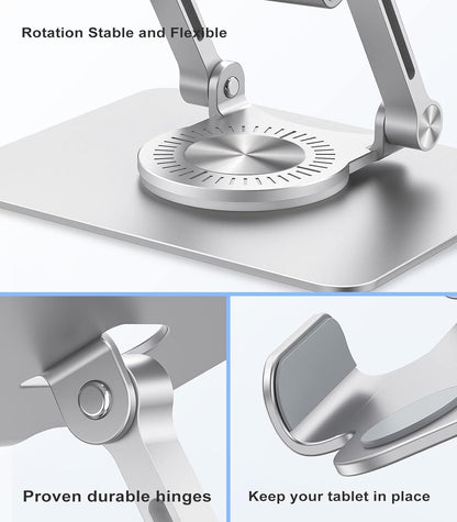 Adjustable Aluminum Alloy Tablet Stand - Portable 360 Rotating Ergonomic Support