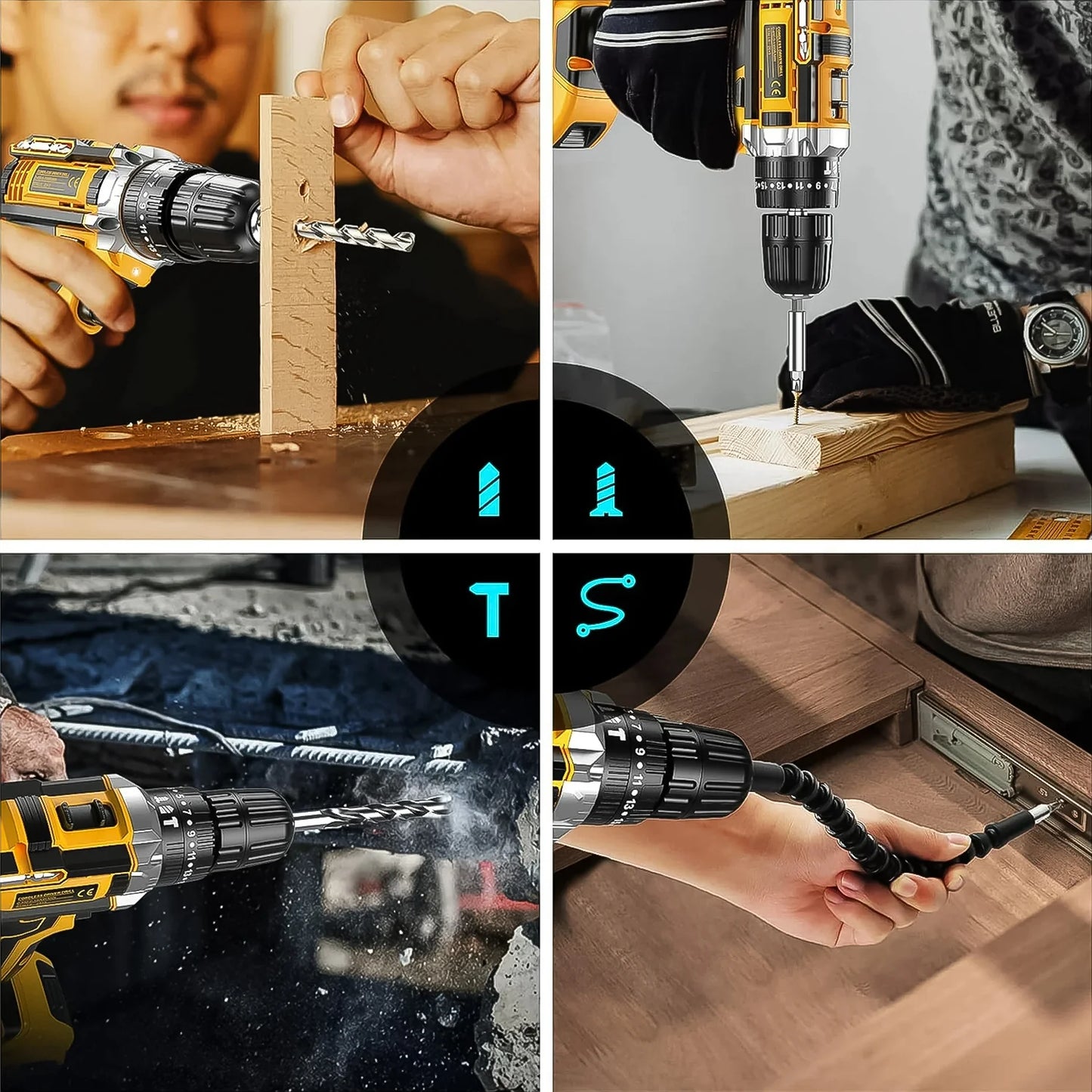 Cordless Drill Set (29 attachments + 2 Piece - 21 V Lithium Battery)