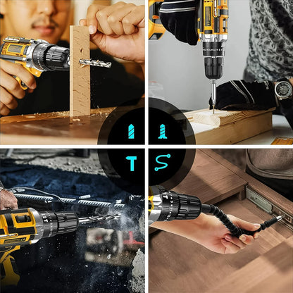 Cordless Drill Set (29 attachments + 2 Piece - 21 V Lithium Battery)