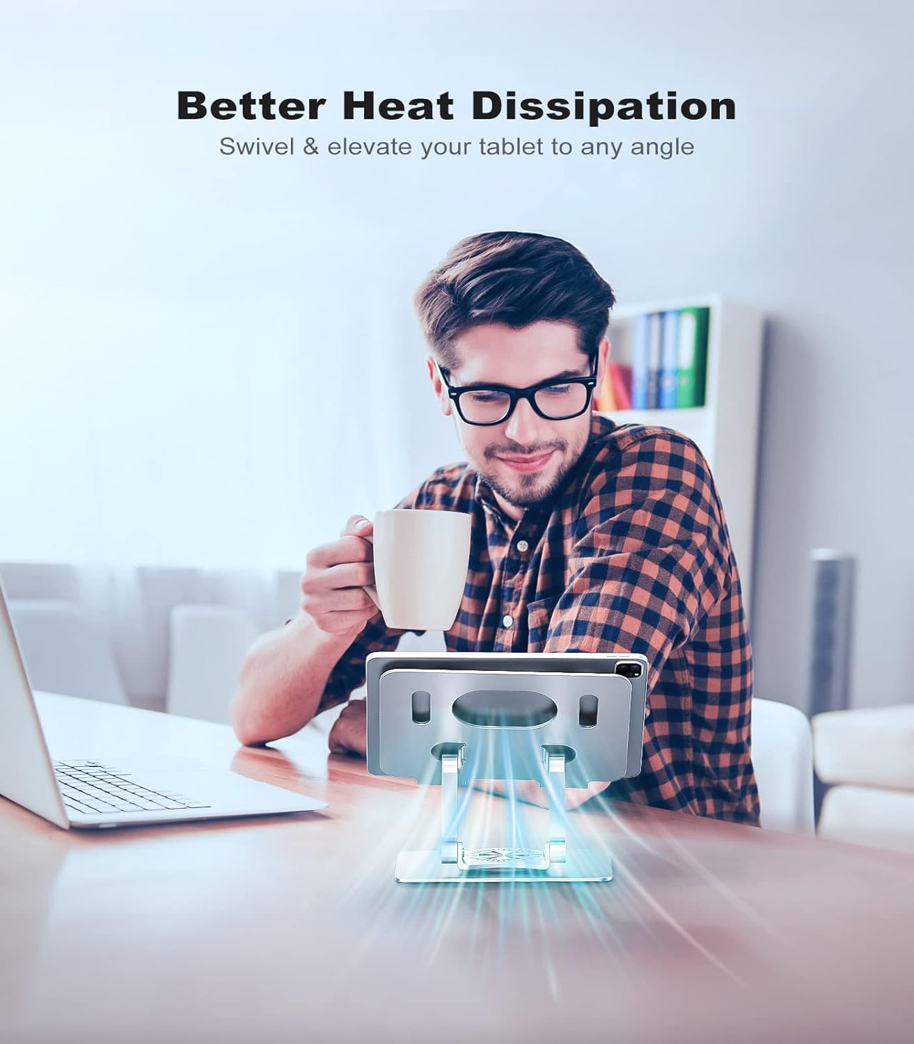 Adjustable Aluminum Alloy Tablet Stand - Portable 360 Rotating Ergonomic Support