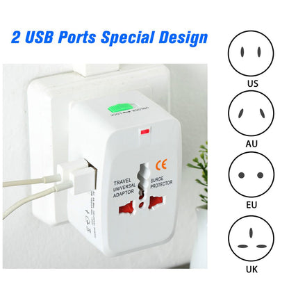 Universal Travel Adapter With Dual Usb Chargeing Ports