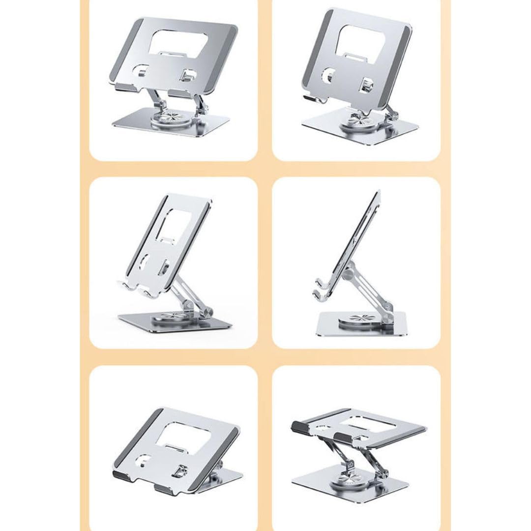 Adjustable Aluminum Alloy Tablet Stand - Portable 360 Rotating Ergonomic Support
