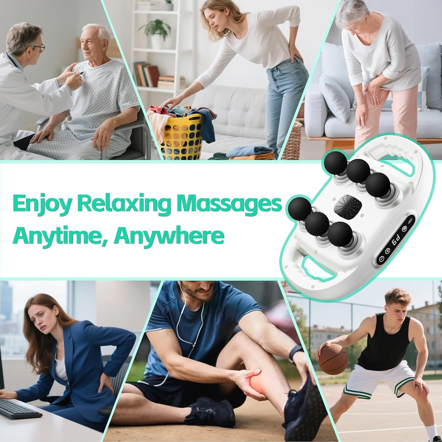 Massage Device with 6 Heads for better Relaxation.