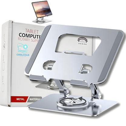 Adjustable Aluminum Alloy Tablet Stand - Portable 360 Rotating Ergonomic Support