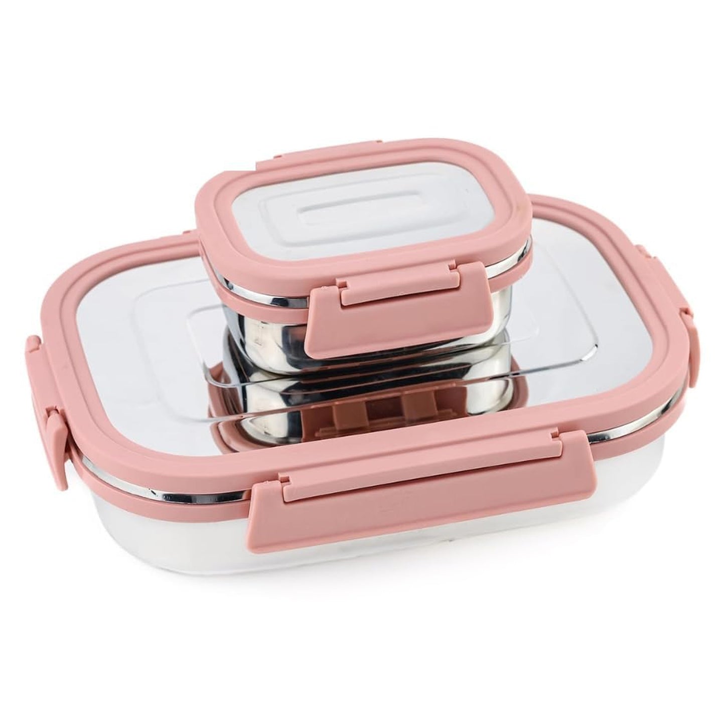 Premium Stainless Steel Leak Proof Air Tight Lunch Boxes (900ml+200ml  2 Pc Set)