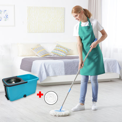 4027 Quick Spin Mop Plastic Spin Bucket Floor Cleaning Easy Wheels Big Bucket Floor Cleaning Mop With Bucket Default Title - Anthro Bazaar
