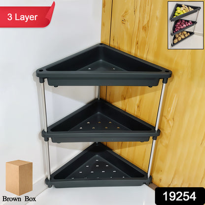 3-Layer Multipurpose Plastic Corner Storage Rack