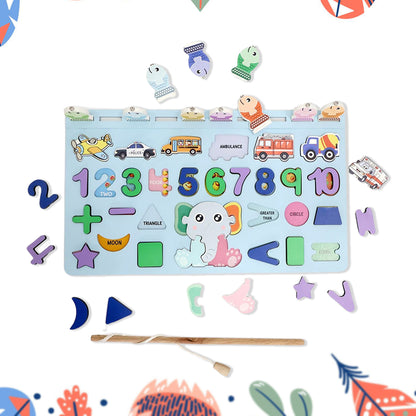 Wooden Number Puzzle Match Board And Magnetic Rod Default Title - Anthro Bazaar