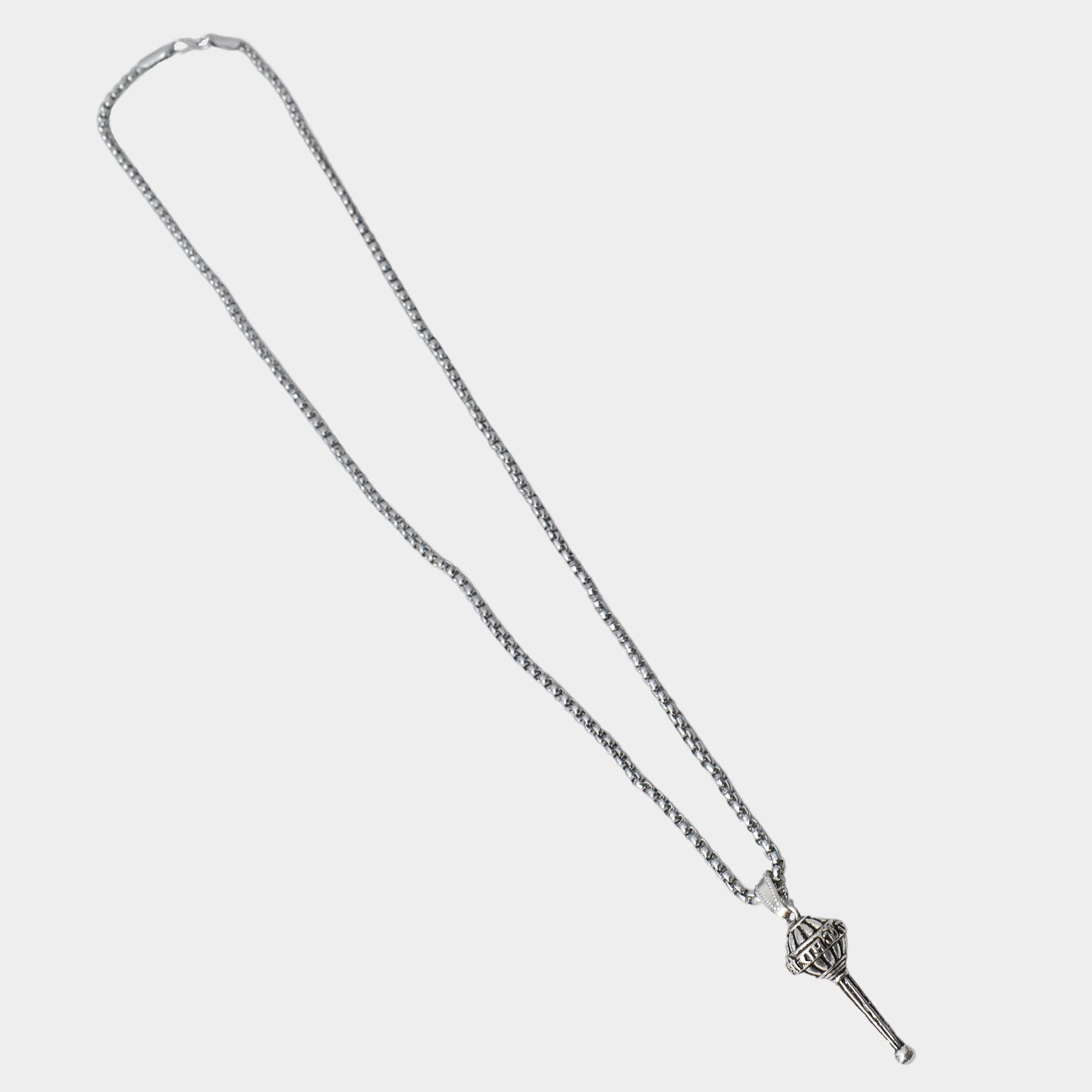 Silver Chain With Gada Pendant Locket (1 Pc) Default Title - Anthro Bazaar
