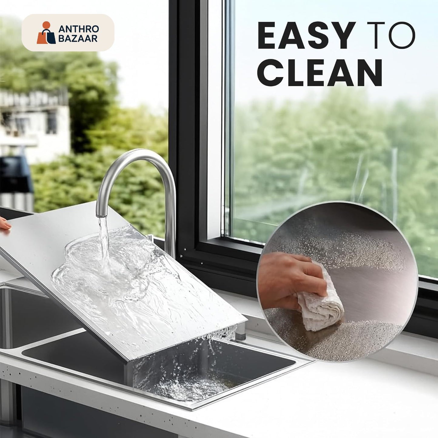 Premium 304-Stainless Steel Anti-Bacterial Chopping Board [41 x 31 cms, 1.5 mm Thickness]