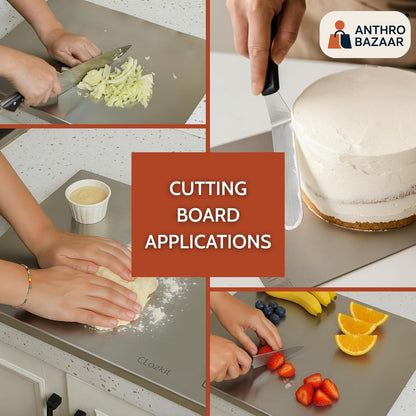 Premium 304-Stainless Steel Anti-Bacterial Chopping Board [41 x 31 cms, 1.5 mm Thickness]