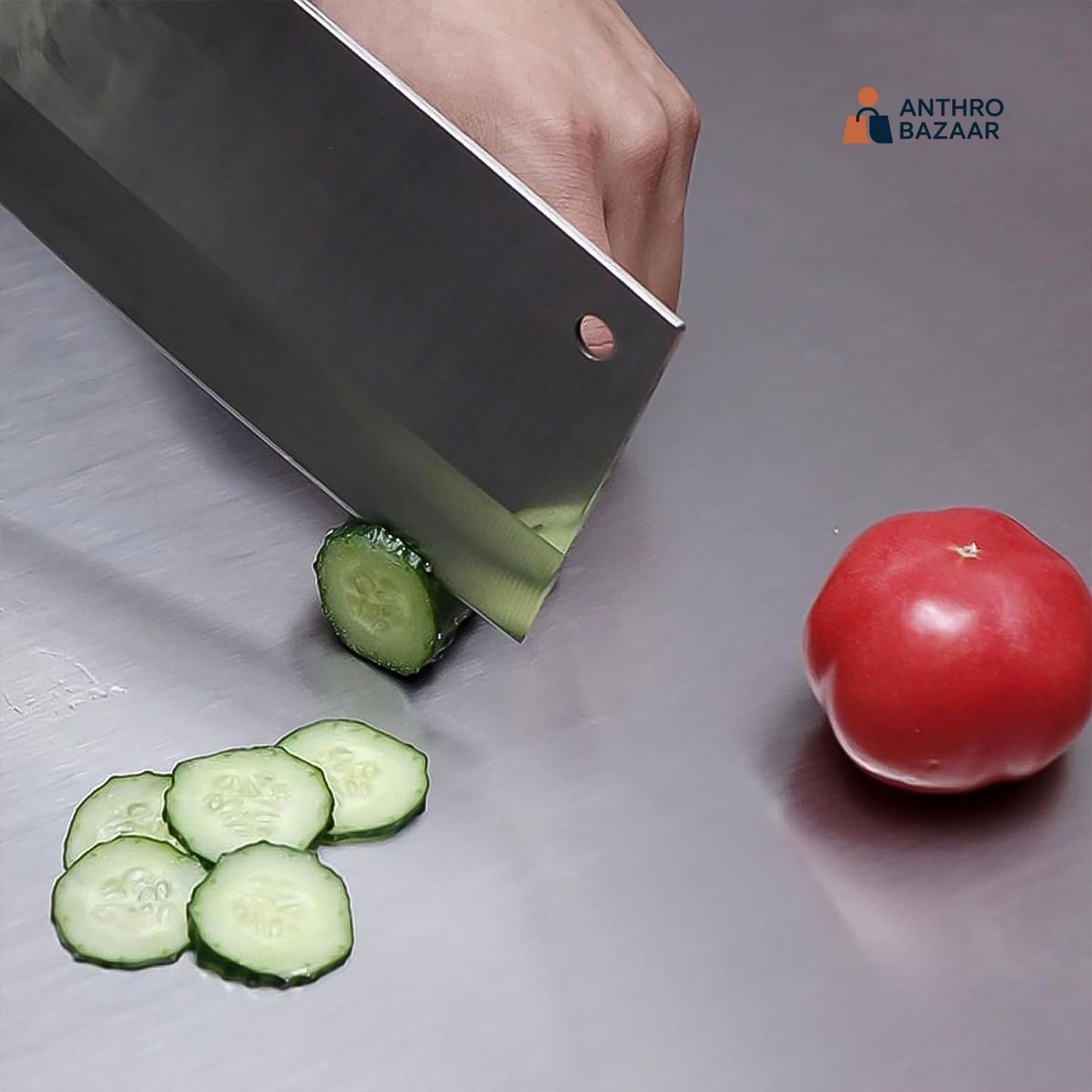 Premium 304-Stainless Steel Anti-Bacterial Chopping Board [41 x 31 cms, 1.5 mm Thickness]