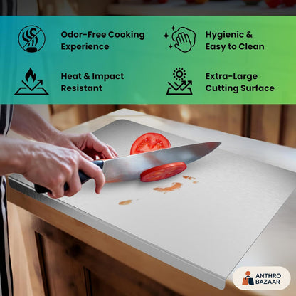 Premium 304-Stainless Steel Anti-Bacterial Chopping Board [41 x 31 cms, 1.5 mm Thickness]