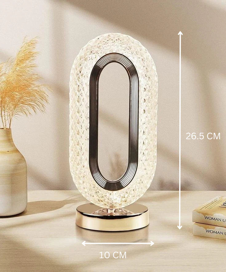 LumiGlow™ Touch Crystal Table Lamp | 3-Way Dimmable USB Rechargeable Diamond Light