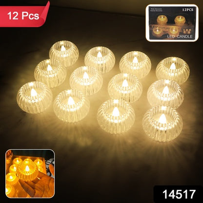 12-Piece LED Crystal-Effect Flameless Candle Set – Safe, Elegant & Festive
