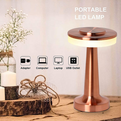 Decorative Desk Lamp - Portable Metal Led Table Lamp [Brass texture]