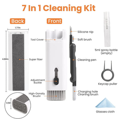 Portable Gadget Cleaning Brush Set with Spray Bottle & Keycap Puller [7-in-1 ]
