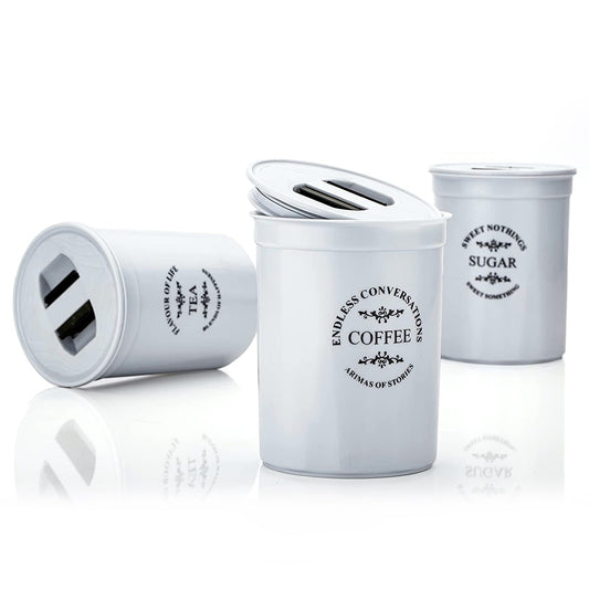 5766 Accurate Seal Tea Sugar Coffee Container - 3 Pcs Plastic Damru Shaped Tea Coffee Sugar Canisters Jar New Airtight Food Seal Containers For Salt Dry Fruit Grocery Multicolor (3 Pcs Set) Default Title - Anthro Bazaar