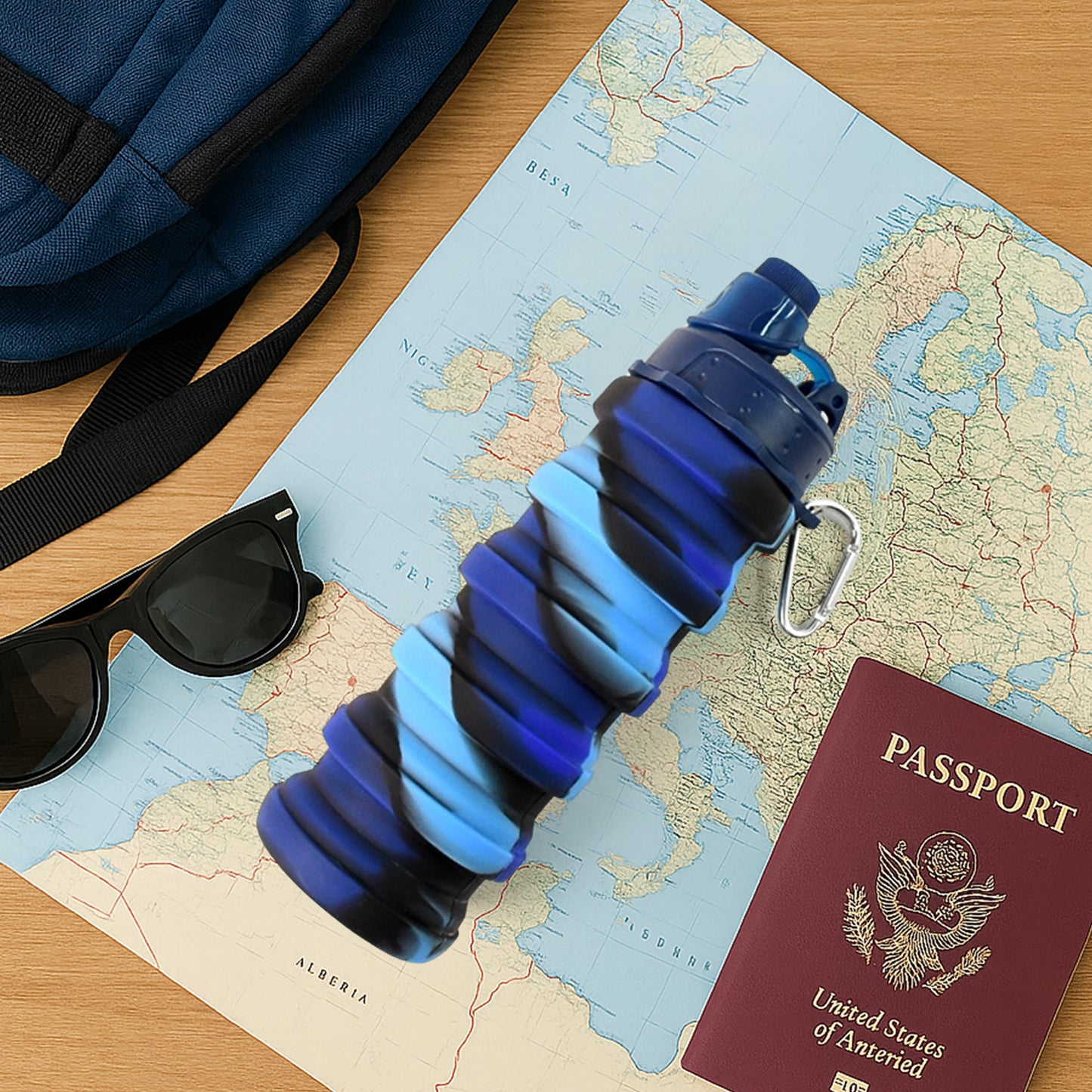 Foldable Silicone Water Bottle – Leak-Proof 500ML Portable Sports & Travel Bottle for Gym, Hiking & Outdoor Use