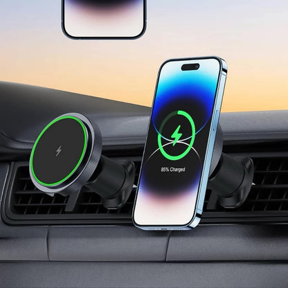 Magnetic Phone Mount Wireless Charger – Fast Charging with Music Reactive Lights