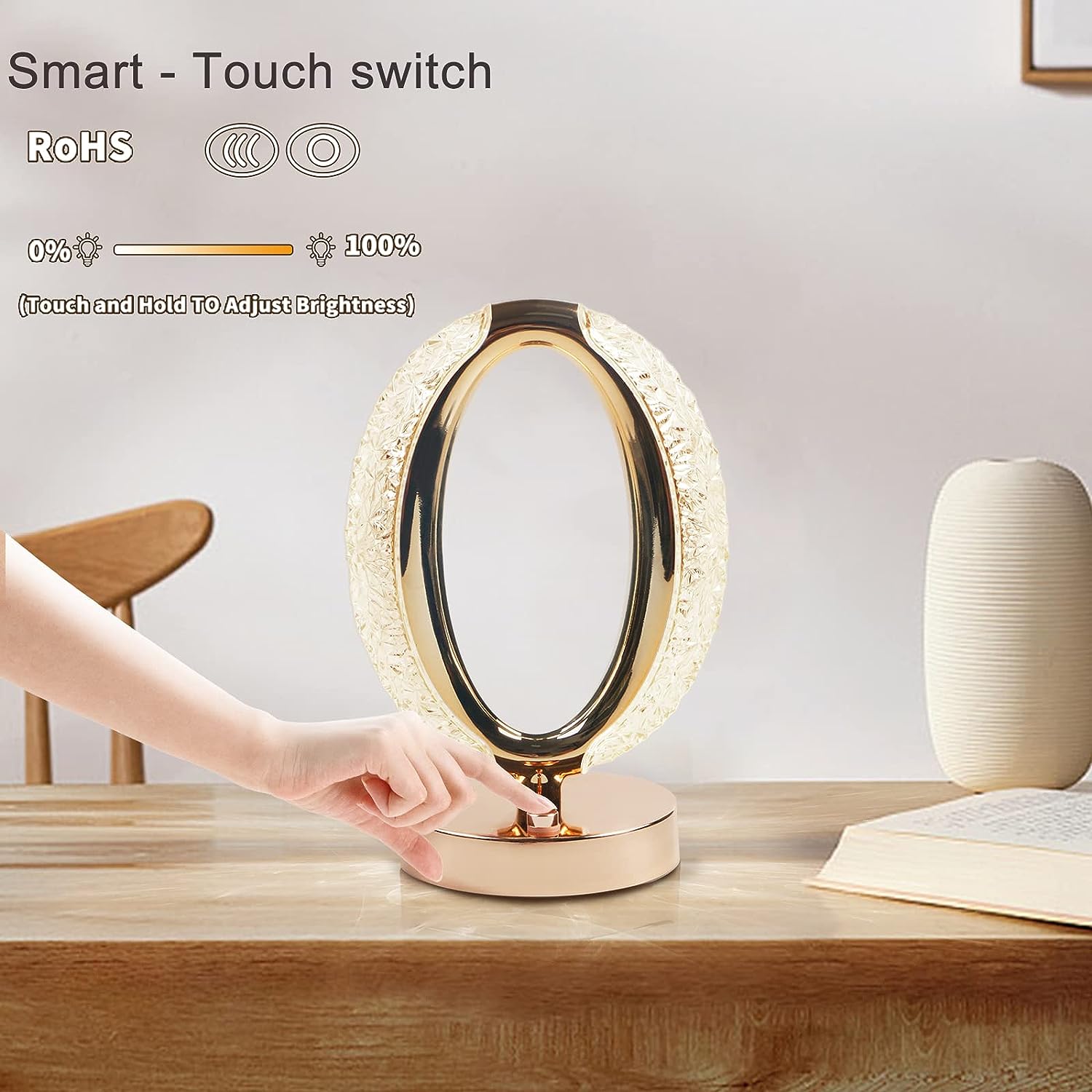 6878 Touch Control Crystal Table Desk Lamp 3-way Dimmable Light Usb Rechargeable Crystal Diamond Table Lamp Exquisite Night Stand Light Lamp Beside Lamp For Bedroom Living Room Decorative Desk Lamp Default Title - Anthro Bazaar